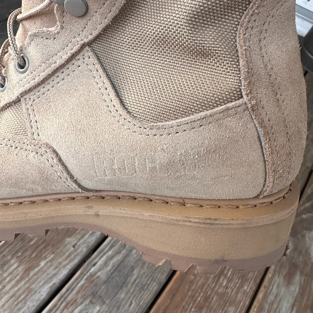 Vibram Tan Suede Military Combat style Boot with Black Knit Liner